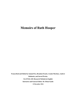 Memoirs of Ruth Hooper