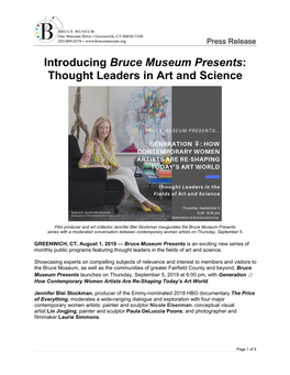 Introducing Bruce Museum Presents: Thought Leaders in Art and Science