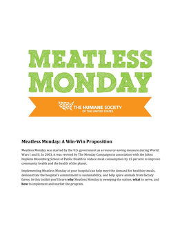 Meatless Monday: a Win-Win Proposition