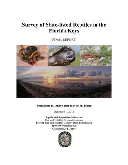 Survey of State-Listed Reptiles in the Florida Keys