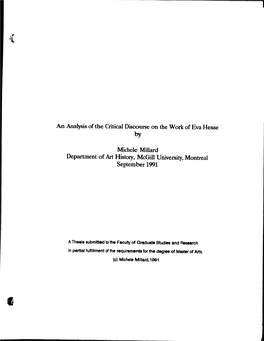 An Analysis of the Critical Discourse on the Work of Eva Hesse Michele