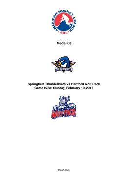 Media Kit Springfield Thunderbirds Vs Hartford Wolf Pack Game #758