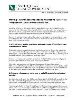 Moving Toward Fuel-Efficient and Alternative-Fuel Fleets: 10 Questions Local Officials Should Ask