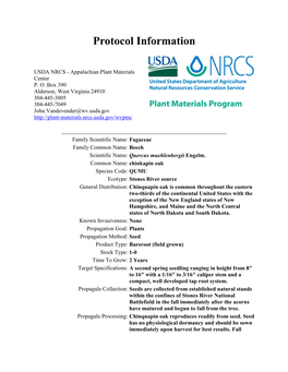 Chinquapin Oak Propagation Protocol