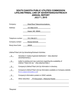 Lifeline/Tribal Link up Advertising Outreach Annual Report