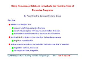 Using Recurrence Relations to Evaluate the Running Time of Recursive Programs