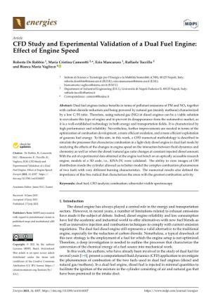 CFD Study and Experimental Validation of a Dual Fuel Engine: Effect of Engine Speed