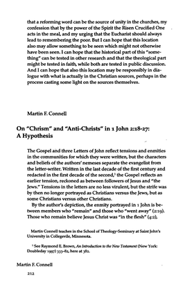 On "Chrism" and "Anti-Christs" in Ι John 2:18-27: a Hypothesis