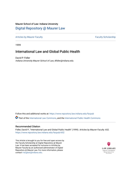 International Law and Global Public Health
