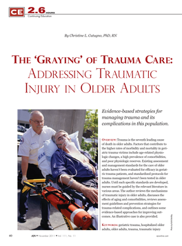 Addressing Traumatic Injury in Older Adults