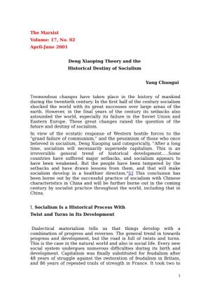 The Marxist Volume: 17, No. 02 April-June 2001 Deng Xiaoping