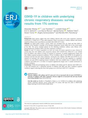 COVID-19 in Children with Underlying Chronic Respiratory Diseases: Survey Results from 174 Centres