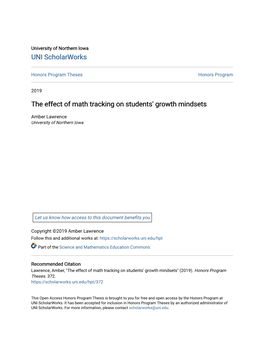 The Effect of Math Tracking on Students' Growth Mindsets
