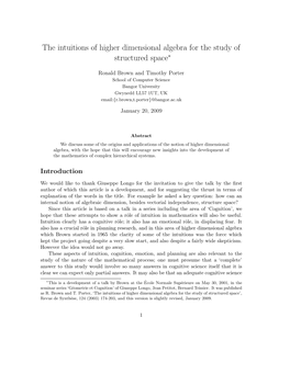 The Intuitions of Higher Dimensional Algebra for the Study of Structured Space∗