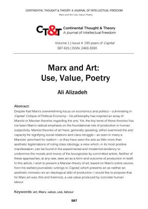 Marx and Art: Use, Value, Poetry