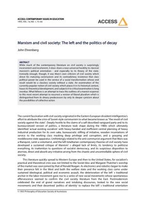 Marxism and Civil Society: the Left and the Politics of Decay