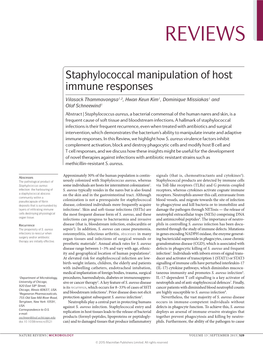 Staphylococcal Manipulation of Host Immune Responses