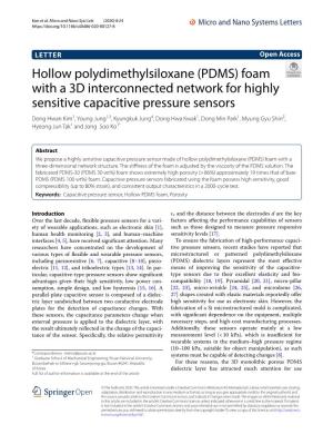 Hollow Polydimethylsiloxane (PDMS) Foam with a 3D Interconnected Network for Highly Sensitive Capacitive Pressure Sensors