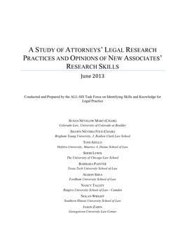A Study of Attorneys' Legal Research Practices and Opinions of New Associates' Research Skills