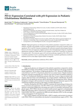 PD-L1 Expression Correlated with P53 Expression in Pediatric Glioblastoma Multiforme