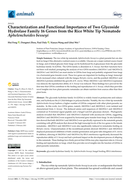Characterization and Functional Importance of Two Glycoside Hydrolase Family 16 Genes from the Rice White Tip Nematode Aphelenchoides Besseyi