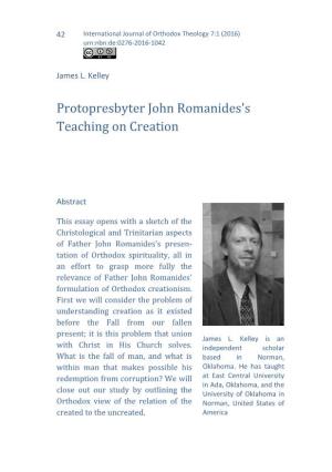 Protopresbyter John Romanides's Teaching on Creation