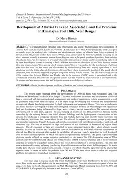 Development of Alluvial Fans and Associated Land Use Problems of Himalayan Foot Hills, West Bengal