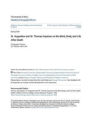 St. Augustine and St. Thomas Aquinas on the Mind, Body, and Life After Death