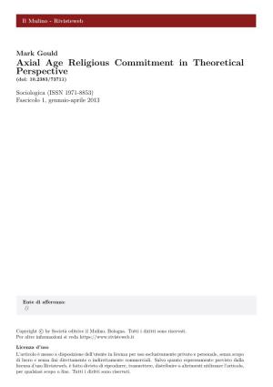 Axial Age Religious Commitment in Theoretical Perspective (Doi: 10.2383/73711)
