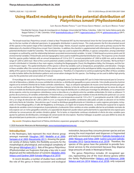 Using Maxent Modeling to Predict the Potential Distribution of Platyrrhinus Ismaeli (Phyllostomidae)
