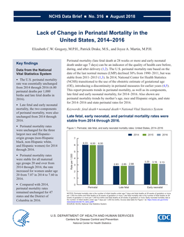 NCHS Data Brief, Number 316, August 2018