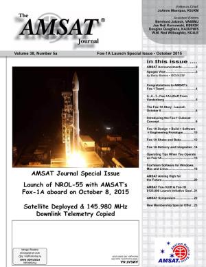 Download Your Free Copy of the AMSAT Journal Fox-1A Launch Special Issue
