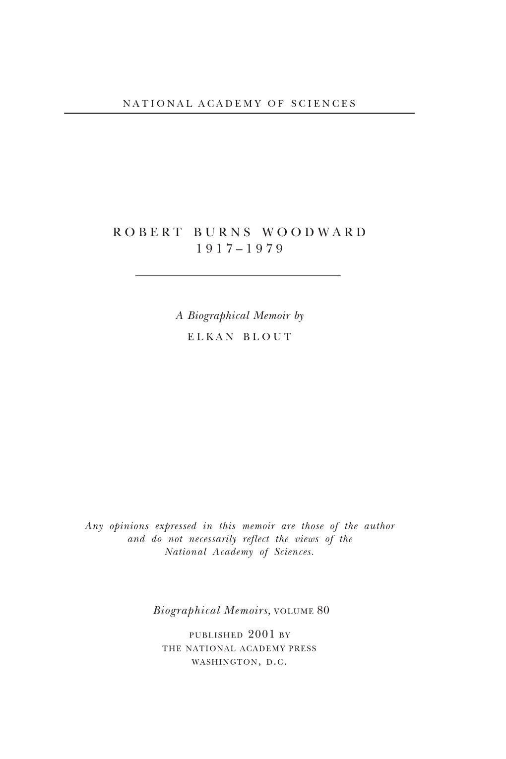 Robert Burns Woodward 1917–1979