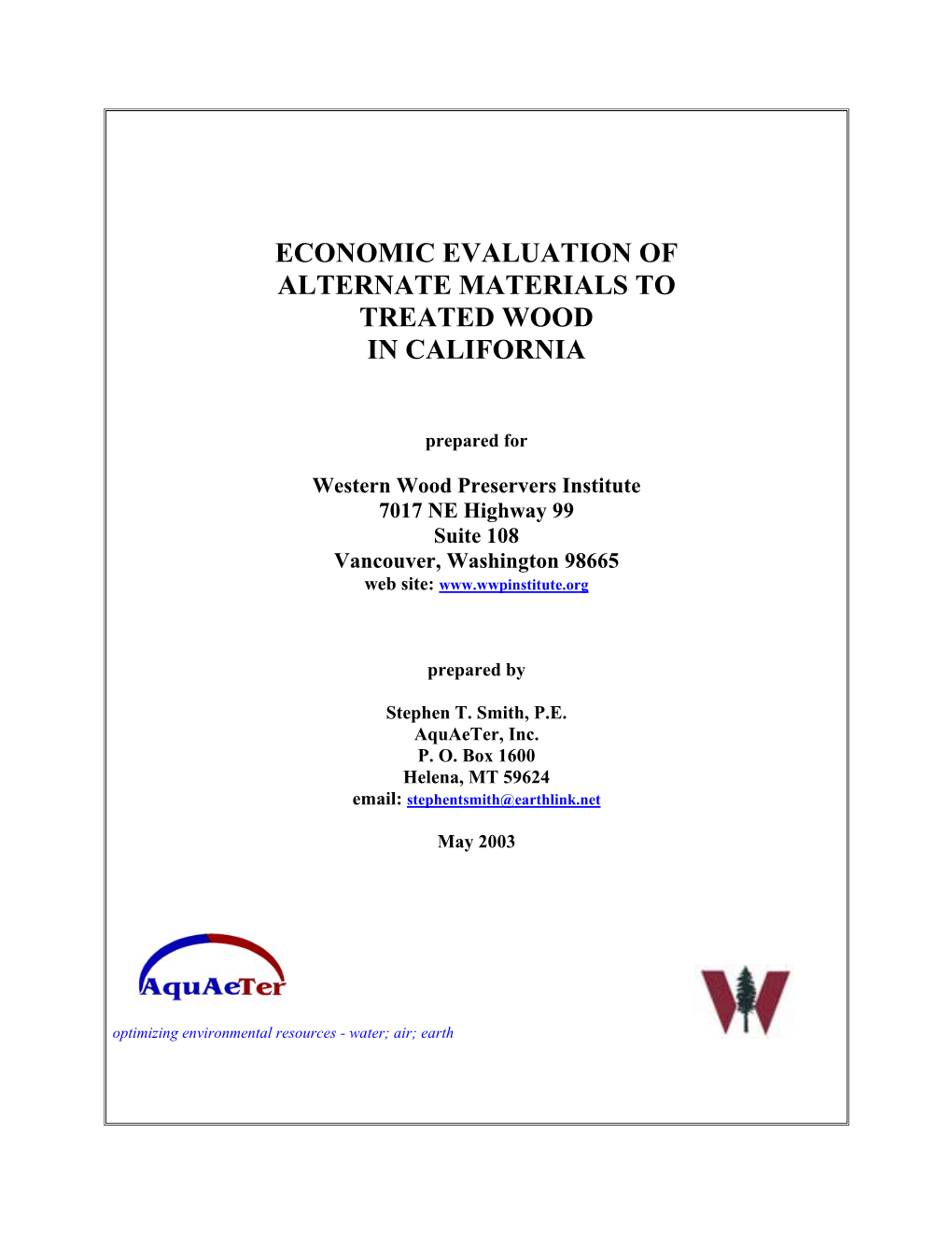 Economic Evaluation of Alternate Materials to Treated Wood in California