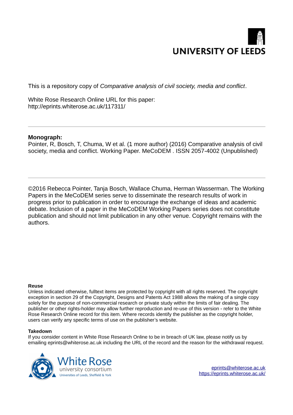 Comparative Analysis of Civil Society, Media and Conflict