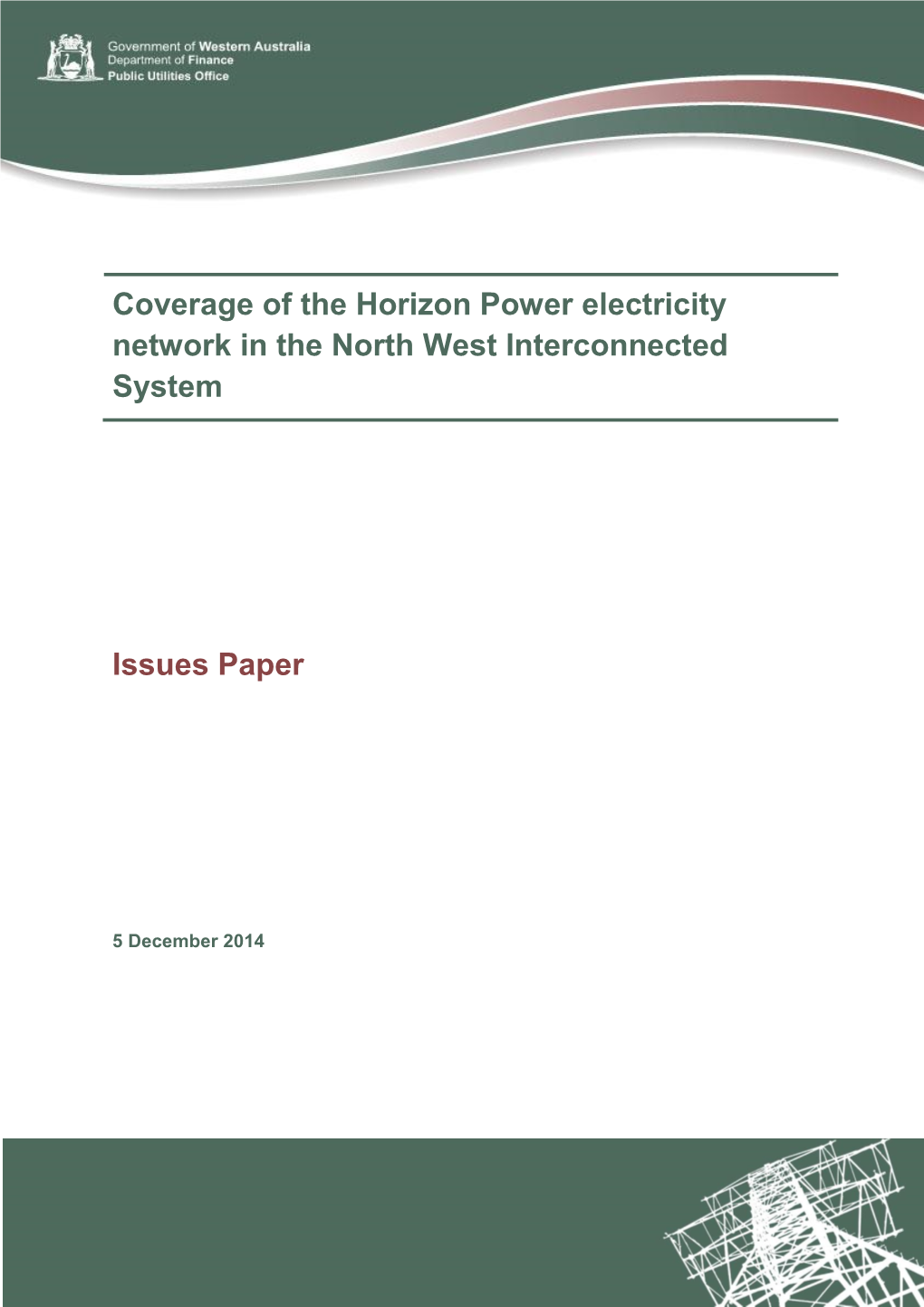 Coverage of the Horizon Power Electricity Network in the North West Interconnected System