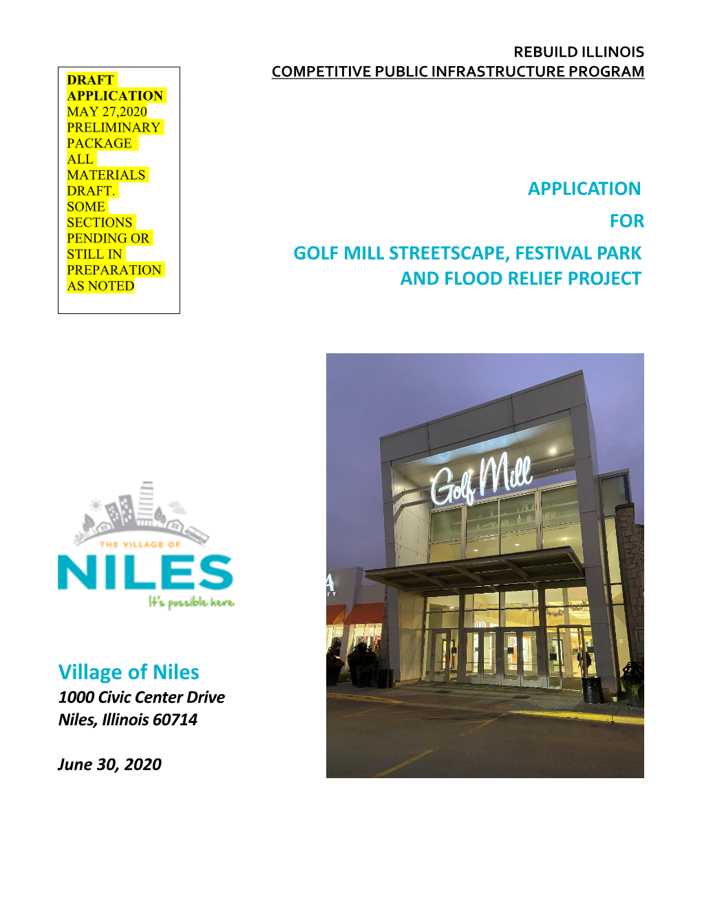 Village of Niles 2020 Rebuild Illinois Public Infrastructure