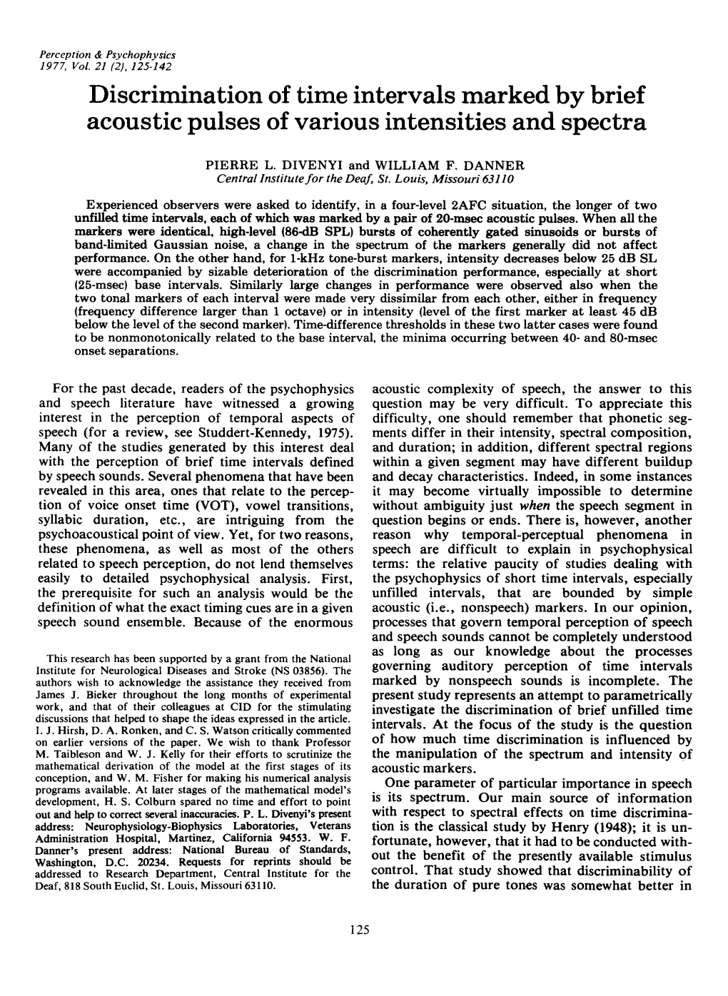 Discrimination of Time Intervals Marked by Brief Acoustic Pulses of Various Intensities and Spectra