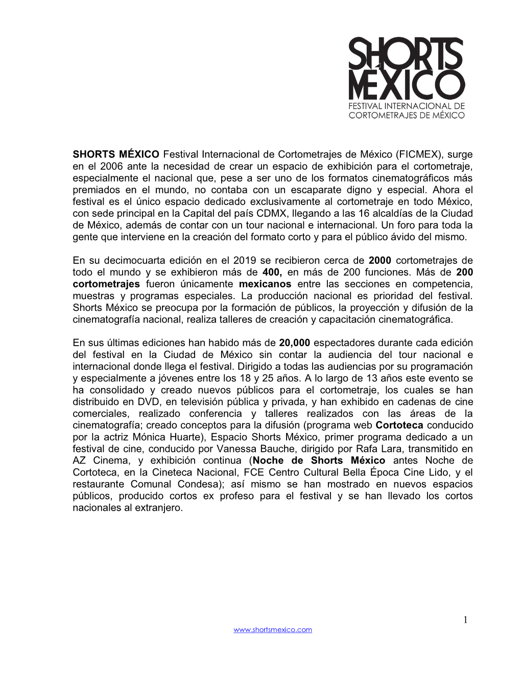 1 SHORTS MÉXICO Festival Internacional De Cortometrajes De