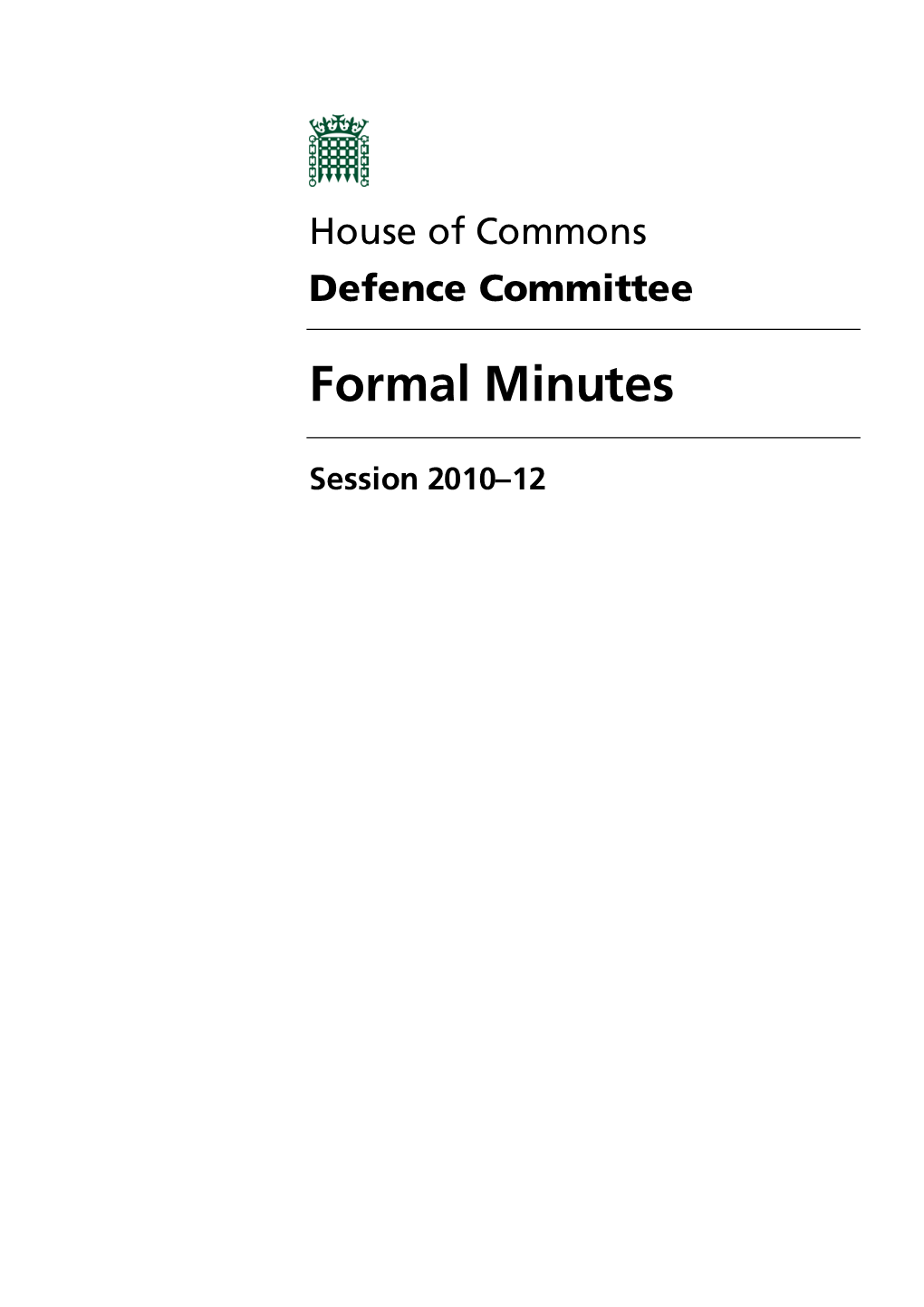 Formal Minutes