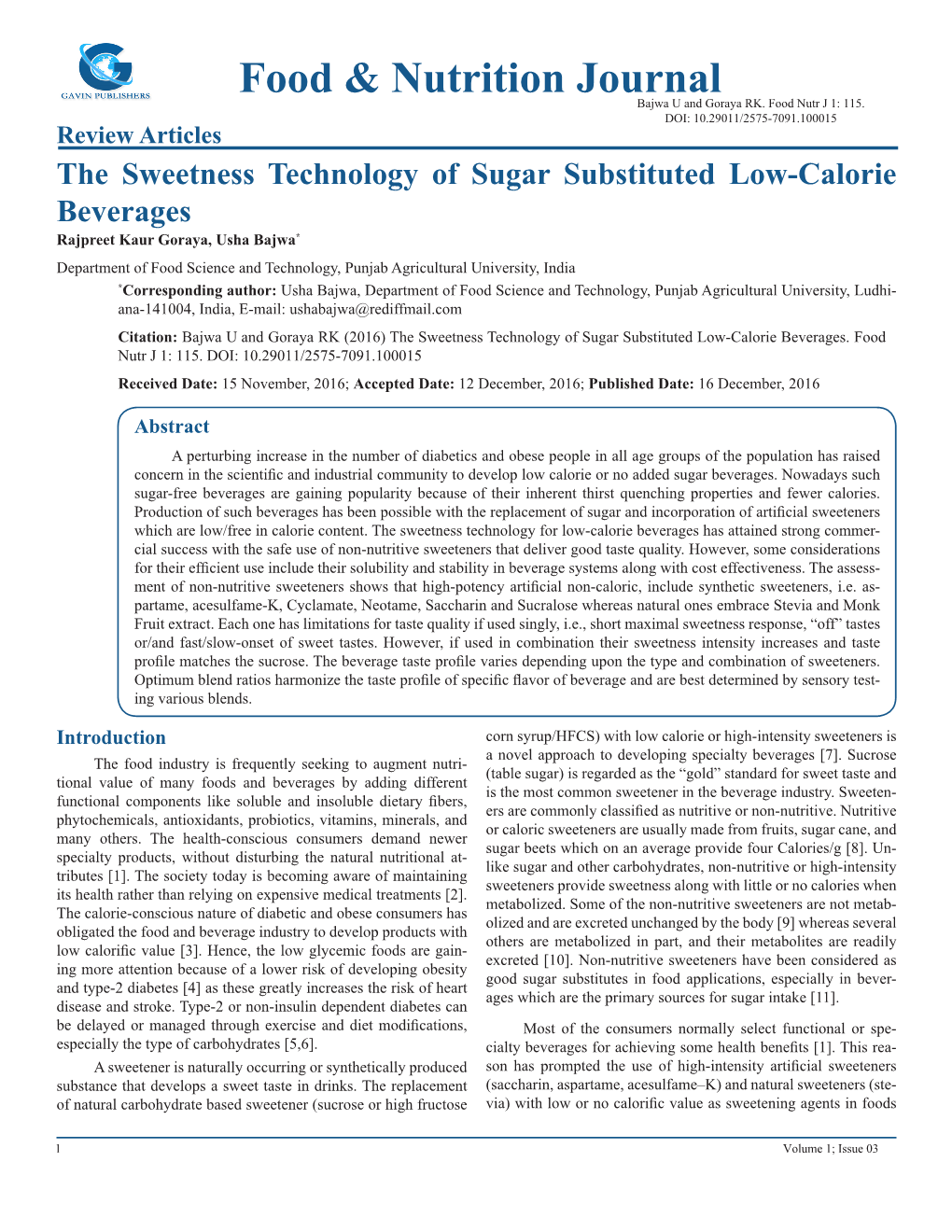 Food & Nutrition Journal