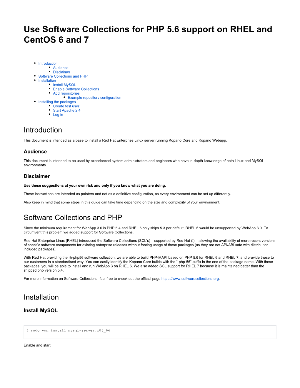 Use Software Collections for PHP 5.6 Support on RHEL and Centos 6 and 7