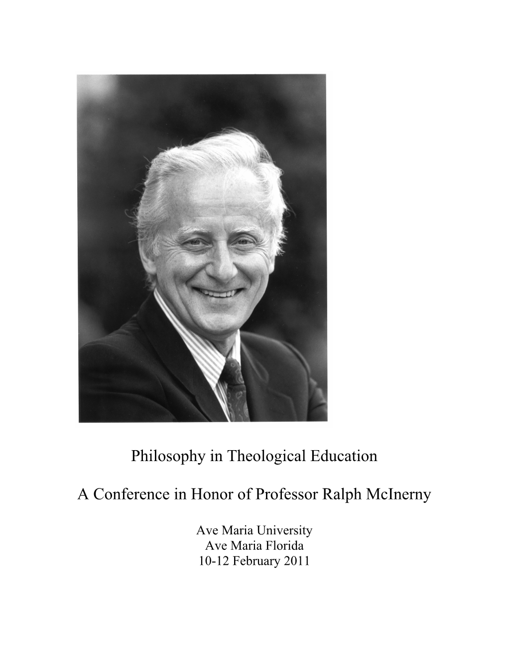 Program Schedule Conference on Philosophy in Theological Education Page