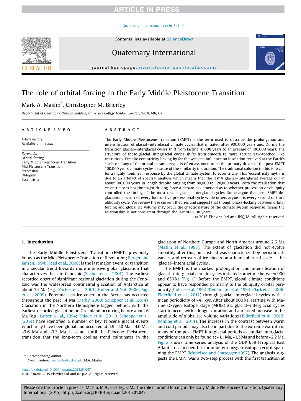 The Role of Orbital Forcing in the Early Middle Pleistocene Transition