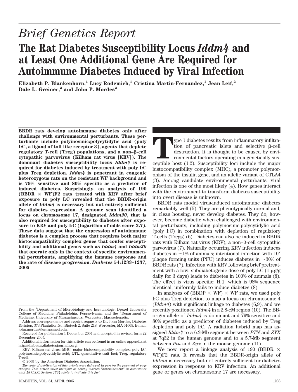 Brief Genetics Report