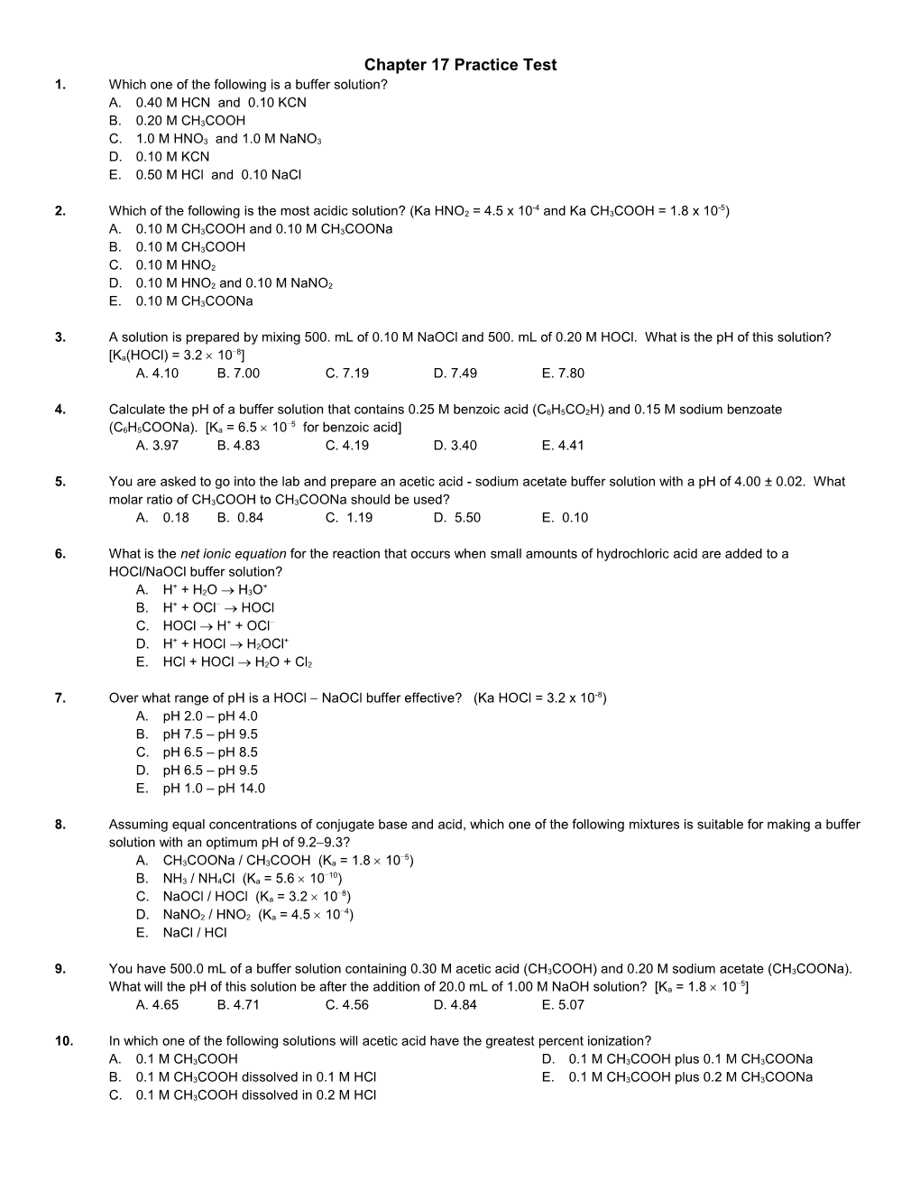 Chapter 17 Practice Test