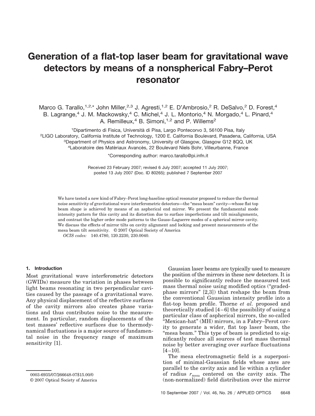 Generation of a Flat-Top Laser Beam for Gravitational Wave Detectors By