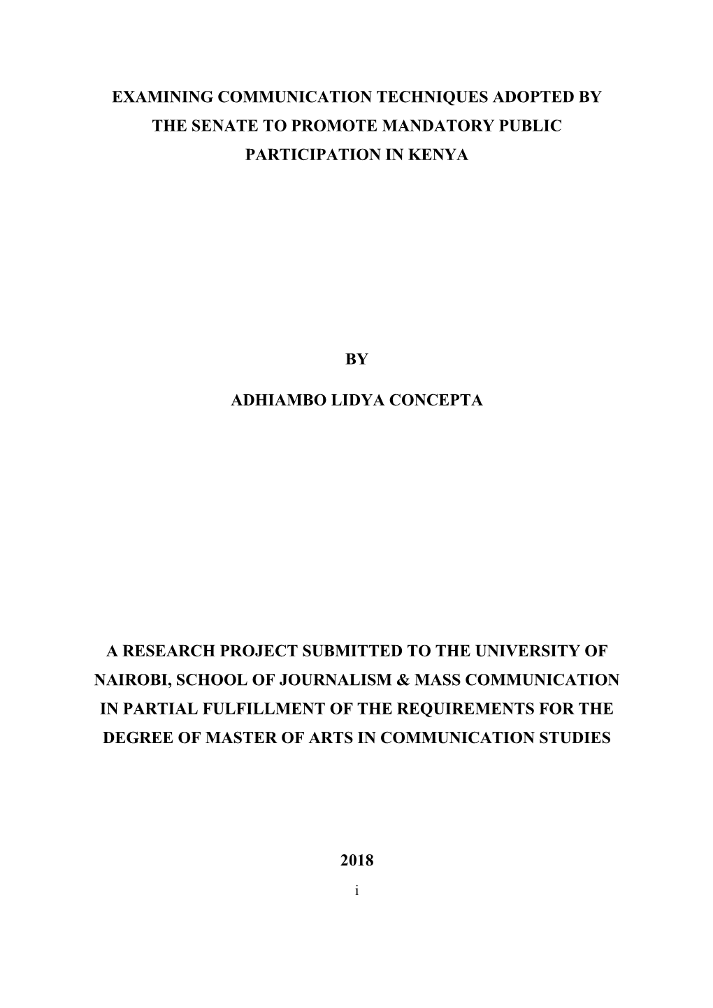 Examining Communication Techniques Adopted by the Senate to Promote Mandatory Public Participation in Kenya