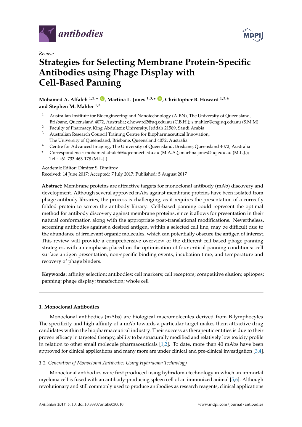 Strategies for Selecting Membrane Protein-Specific Antibodies Using Phage Display with Cell-Based Panning