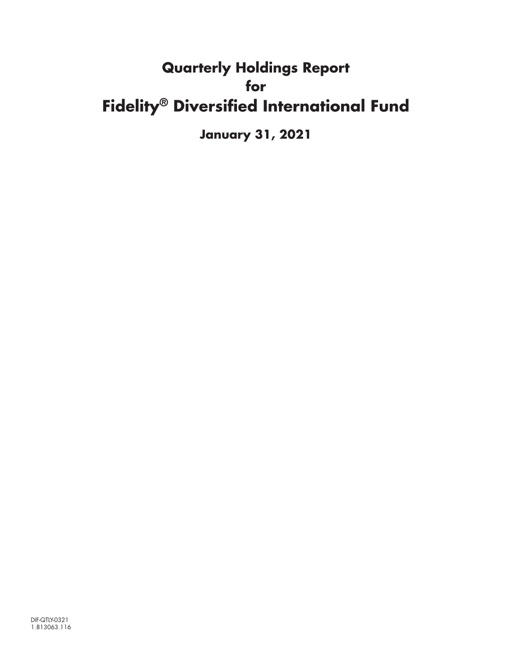 Fidelity® Diversified International Fund